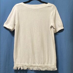 Elegant Light Blue Fringe Hem Women's Top